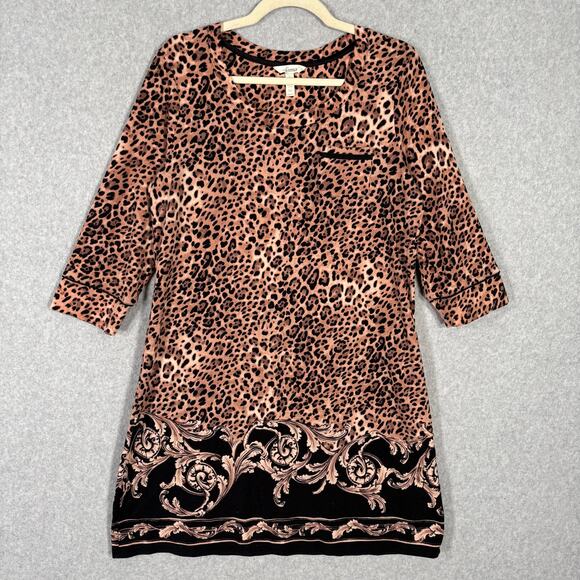 Soma Nightgown Sleep Shirt Womens Medium Animal Leopard Cotton Modal Soft‎ Thin - Picture 1 of 11
